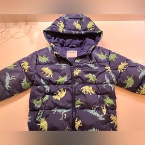 OLD NAVY BLUE W/ GREEN & BLUE DINOSAURS HOODED JACKET TODDLER BOY SIZE 3T